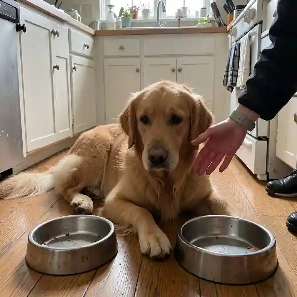 Veterinarian examining dog for loss of appetite and health issues in clinic in Dubai