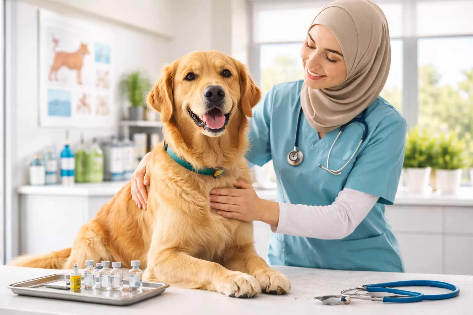 Dog vomiting after vaccination, mild side effects, veterinary care in Dubai