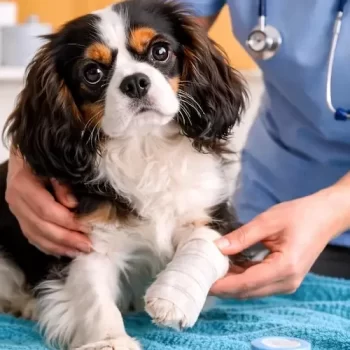 dog getting vaccinated by vet