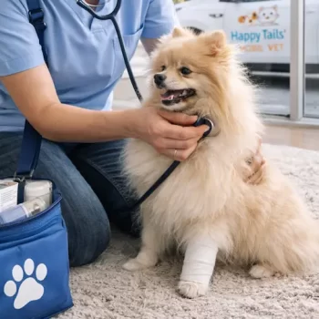 dog getting vaccinated by a mobile vet